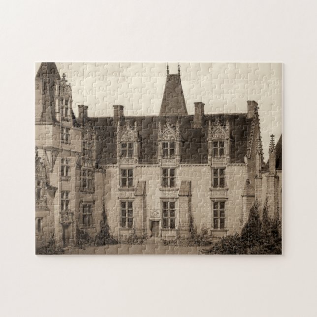 Snygg Fransk Chateau i Sepia Tones Pussel (Horisontell)