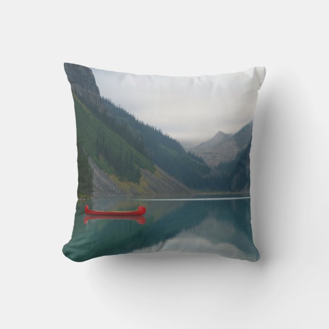 Snygg, fredlig Sjö Red Canoe Boat Kudde (Framsida)
