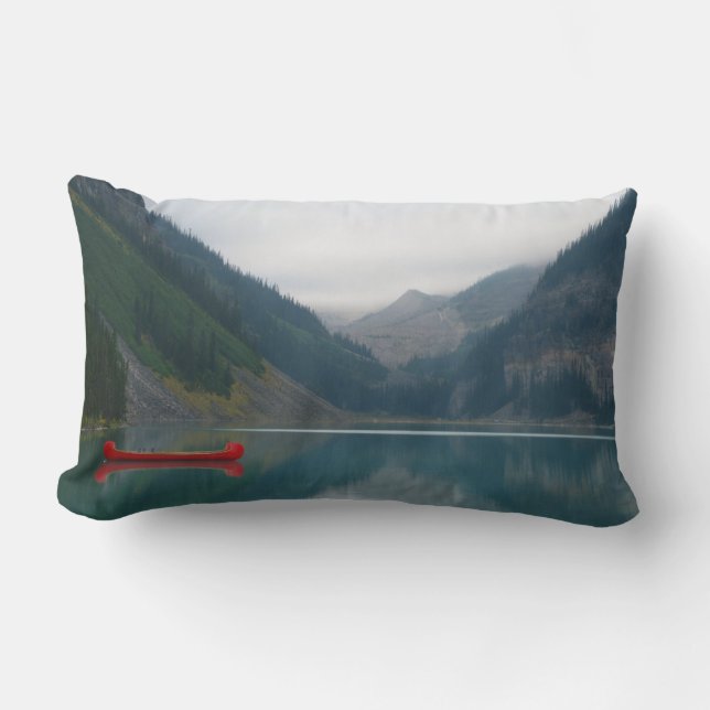 Snygg, fredlig Sjö Red Canoe Boat Lumbarkudde (Framsida)