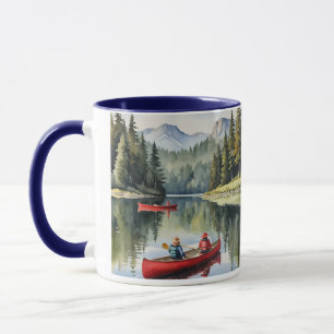 Snygg, fredlig Sjö Red Canoe Boat Mugg