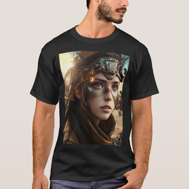 Snygg Futuristiska Cyborg T Shirt (Framsida)