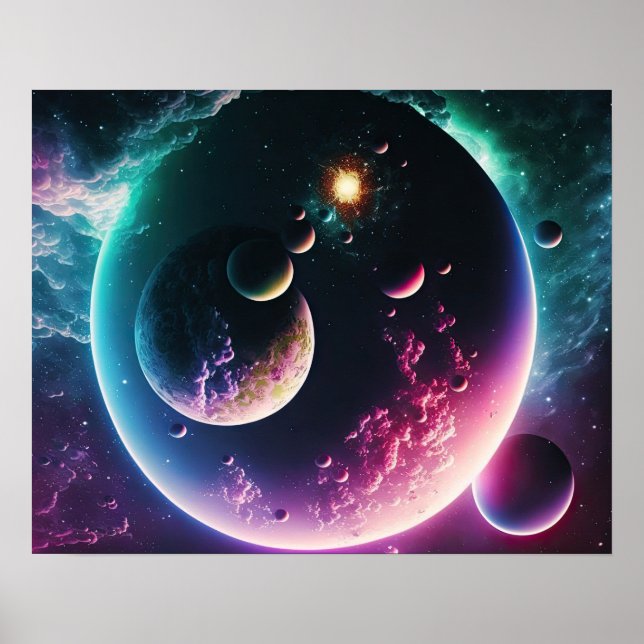 Snygg Galaxy Rymden Cosmic Universe Poste Poster (Framsidan)