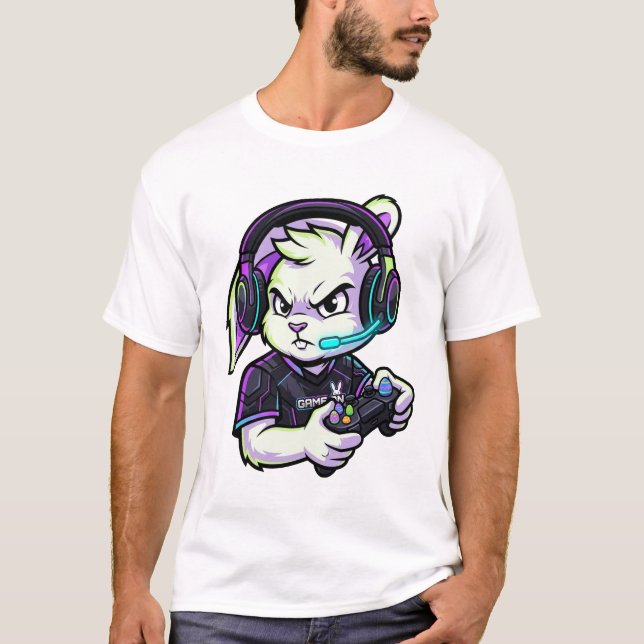 Snygg Gaming Kanin T-Shirt (Framsida)