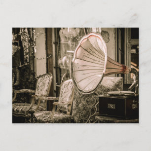Snygg gammal Stil Antique Phonograph Vykort