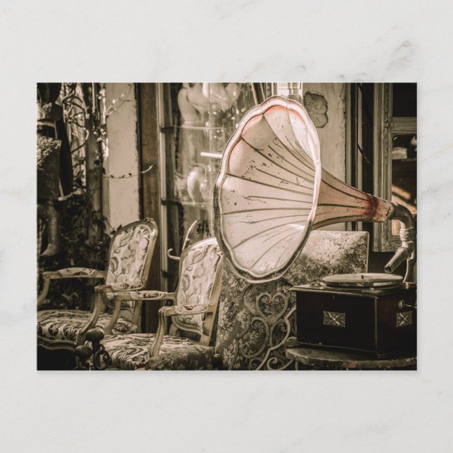 Snygg gammal Stil Antique Phonograph Vykort (Framsida)