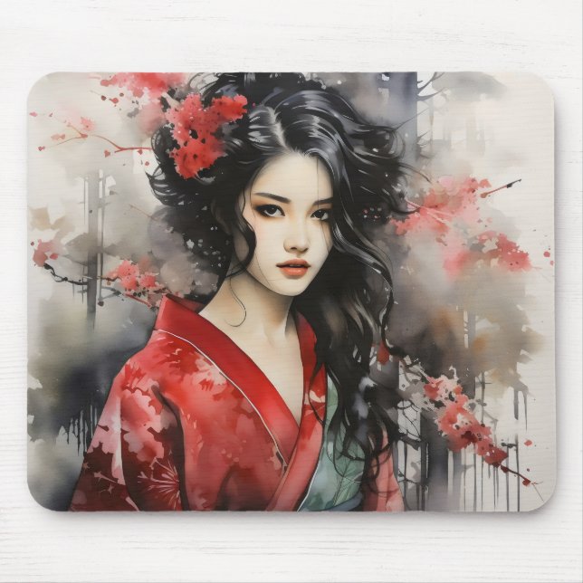 Snygg Geisha Bläck Painting Musmatta (Framsidan)