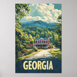Snygg Georgia USA-Vintage Illustration Travel Poster
