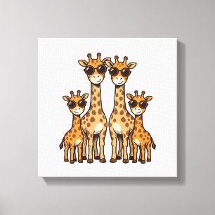 Snygg Giraff Familj Solglasögon Vintage Gravyr T Canvastryck