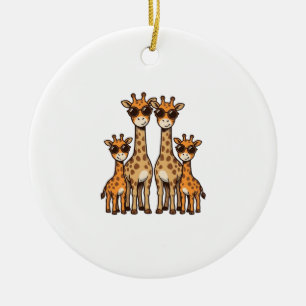 Snygg Giraff Familj Solglasögon Vintage Gravyr T Julgransprydnad Keramik