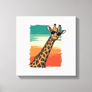 Snygg Giraff Solglasögon Vintage Solnedgång Skjort Canvastryck