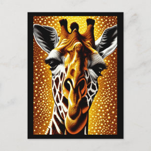 Snygg Giraffe på en Glitter Guld-bakgrund Helg Vykort