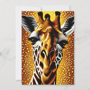 Snygg Giraffe på en Glitter Guld-bakgrund Tack Kort