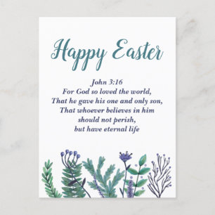 Snygg Glad påsk John 3:16 Bible Verse Vykort