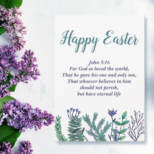 Snygg Glad påsk John 3:16 Religiösa Blommigt Julkort