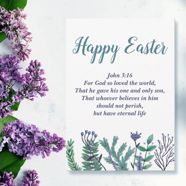 Snygg Glad påsk John 3:16 Religiösa Blommigt Julkort (Skapare uppladdad)