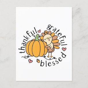 Snygg, glad, välsignad Thanksgiving Inbjudan Vykort