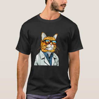Snygg Glasögonprydd Professor Katt för Vetenskapsl T Shirt