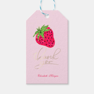 Snygg glitter jordgubbs rosa presentetikett