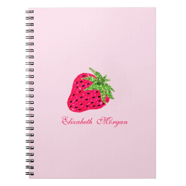 Snygg glitter jordgubbsrosa anteckningsbok (Framsidan)