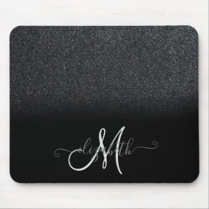 Snygg Glitter Ombre Svart Monogram Musmatta