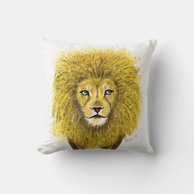 Snygg glittery Guld Lejon Kudde (Framsida)