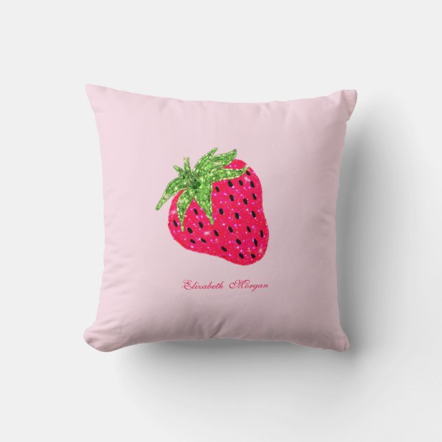 Snygg glittrig jordgubb rosa flasköppnare kudde (Framsida)