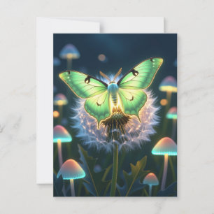 Snygg Glowing Luna Moth Vykort