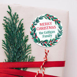 Snygg God jul från julkrans Runt Klistermärke