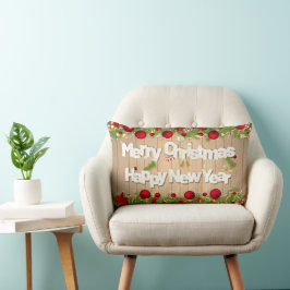 Snygg God jul och nyårstypografi Lumbarkudde