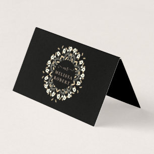 Snygg Golden Blommigt Mandala Marble Monogrammed Visitkort