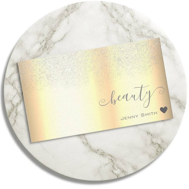 Snygg Golden Design med Silver Glitter Rain Visitkort (Skapare uppladdad)