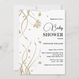 Snygg Golden Glitter Swirls Baby Shower Inbjudningar