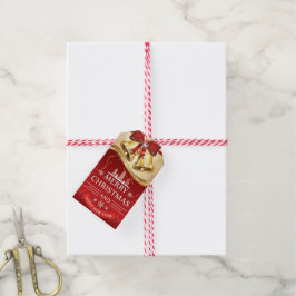 Snygg Golden-jul-Klockor med Red Bow Presentetikett