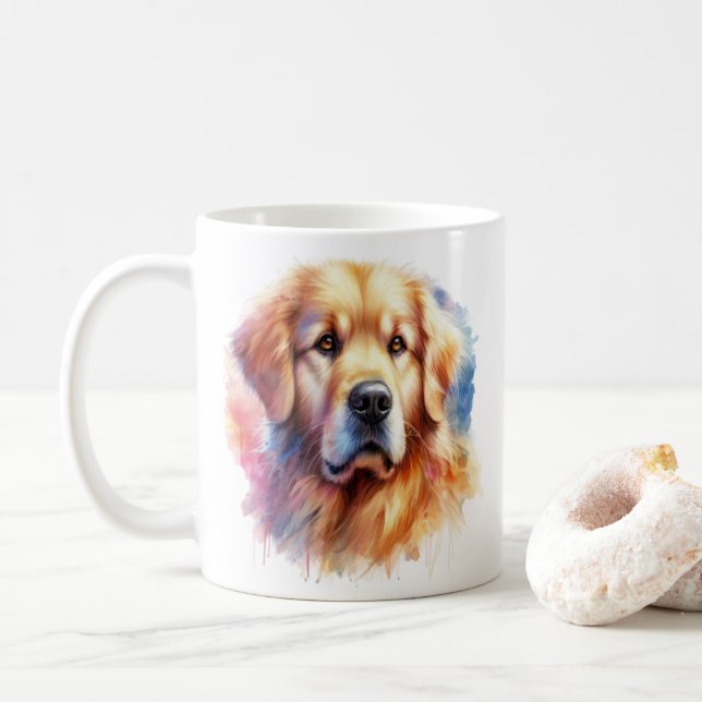 Snygg Golden Retriever i vattenfärg Kaffemugg (Med munk)