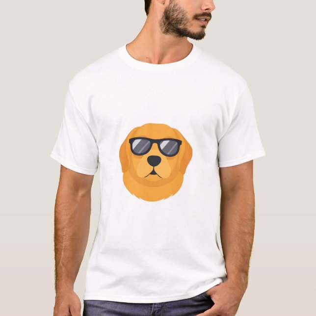 Snygg Golden Retriever med Reflekterande Solglasög T Shirt (Framsida)