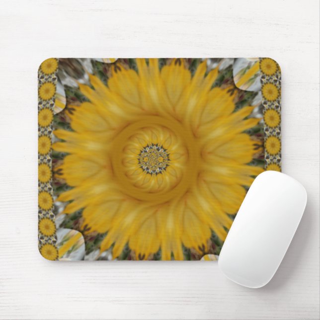 Snygg Golden Sun Flower Bright design Musmatta (Med mus)