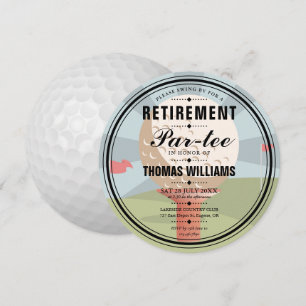 Snygg golfpensionärsfest firande runda inbjudningar
