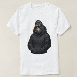 Snygg gorilla som bär svart hoodie grafisk t-shirt