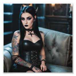 Snygg Goth Girl med Thorns på Head Fototryck