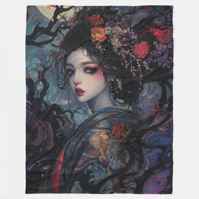 Snygg Gothic Geisha Fleecefilt (Framsidan)