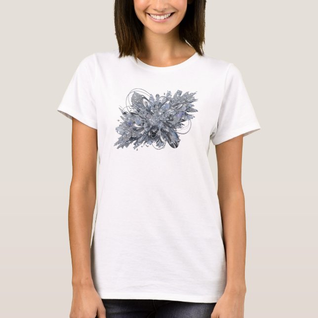 Snygg grå ABSTRAKT KONST Statement T-shirt (Framsida)