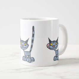 Snygg Grå Tecknad Katt Jumbo Mugg