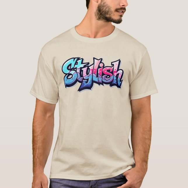 Snygg graffiti-textart t-shirt (Framsida)