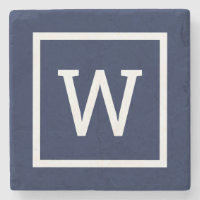 Snygg Grafisk Rand Monogram Enkel Marinblå
