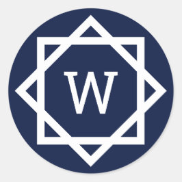Snygg Grafisk Rand Monogram Runt Klistermärke