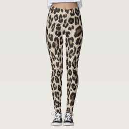 Snygg Grått Brown Animal Print Yoga Leggings