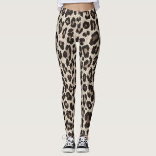 Snygg Grått Brown Animal Print Yoga Leggings
