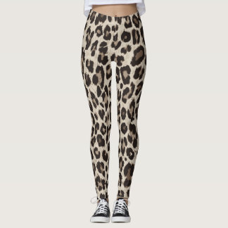 Snygg Grått Brown Animal Print Yoga Leggings