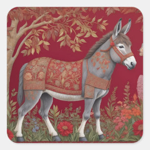 Snygg Grått Donkey Red Countryside Fyrkantigt Klistermärke