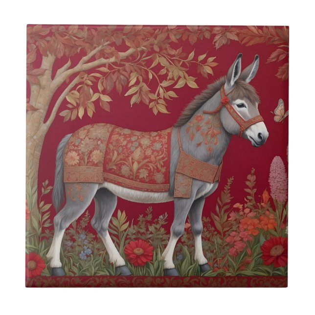 Snygg Grått Donkey Red Countryside Kakelplatta (Framsidan)